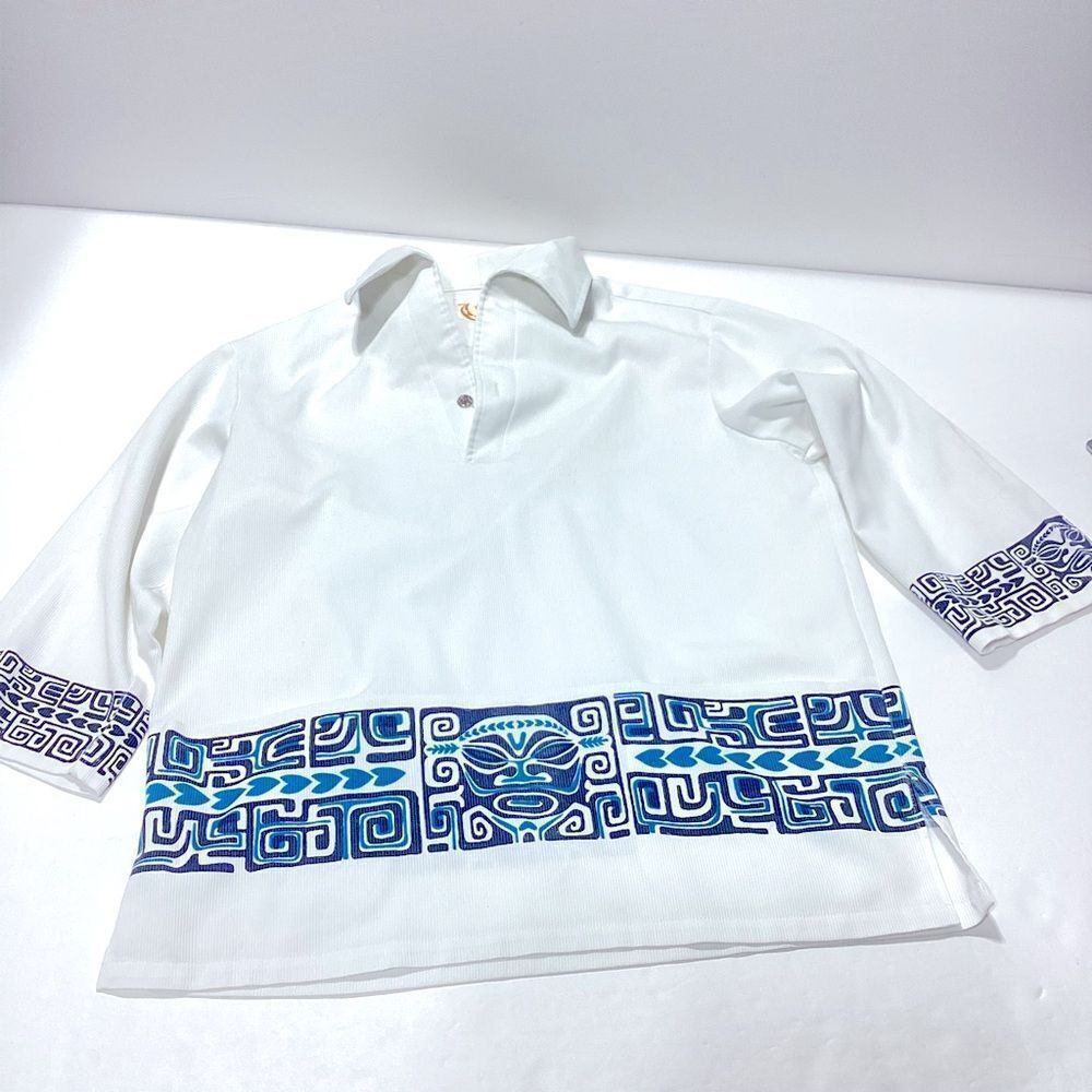 IOLANI Hawaii Vintage Hawaiian Shirt Pointy Collar Front Pockets M Men’s